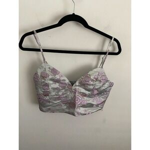 Bershka Womens Floral Brocade Bustier Crop Top Size Medium